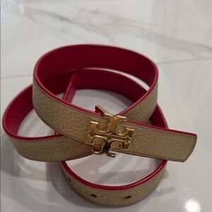 Tory Burch Beige and Red Women's Belt